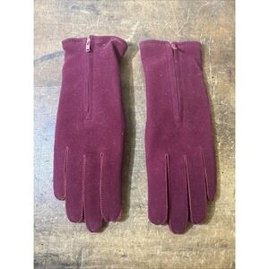 Vtg Women's Red Gloves Zip Closure Fleece Lined Medium Made In Japan